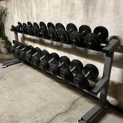 Pro Style Dumbbell Set 5lbs-50lbs Urethane with rack