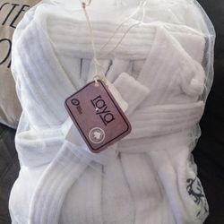 Men's Plush White Cotton Robe