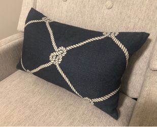 Navy Blue Nautical Rope Knot Lumbar Pillow