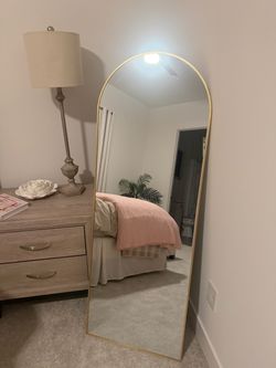 Full-Length Arched Floor Mirror Gold Frame