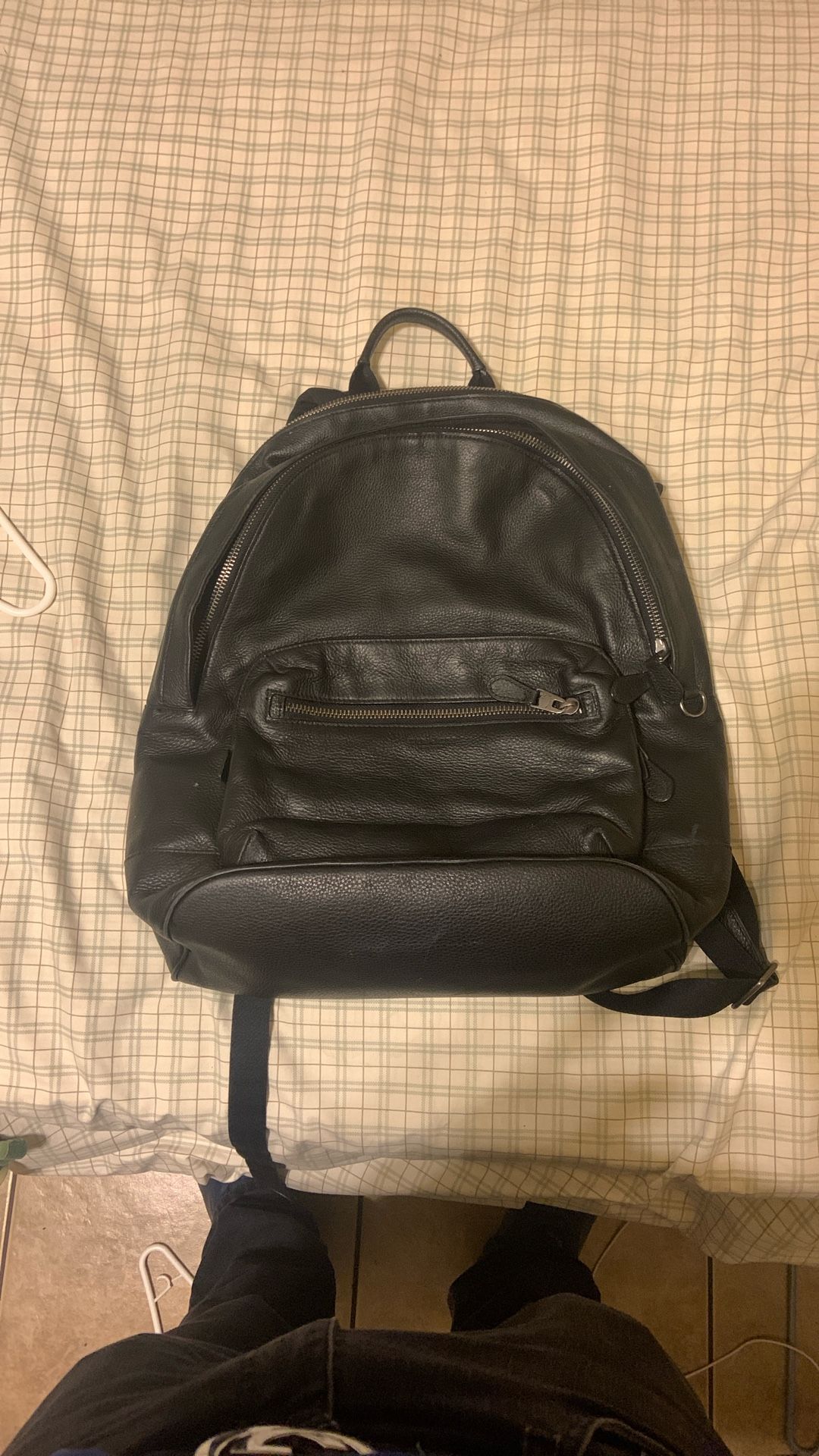 Coach Black Leather Backpack