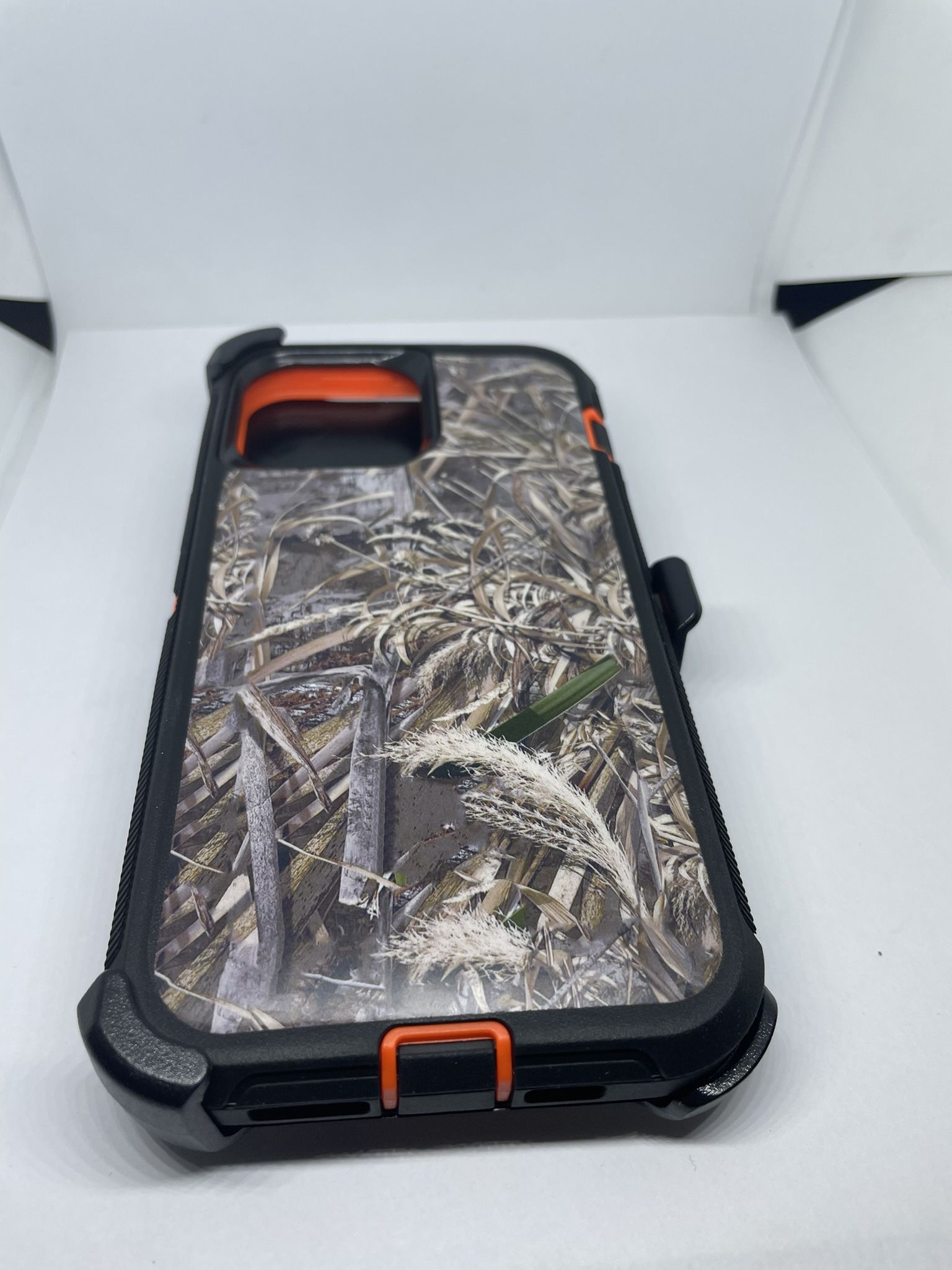 For iPhone 13 Pro Max Orange Wheat Camouflage Belt Clíp Case 