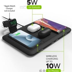 Mophie 4-in-1 Wireless Charging Mat for Apple iPhone, AirPods & Watch, Samsung Galaxy, Google Pixel, and All Qi-Enabled Devices, Additional USB-A Port