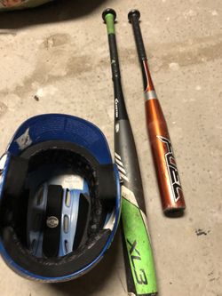 Baseball bat and helmet youth