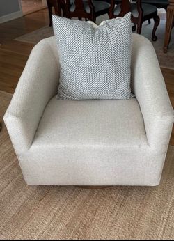 Ivory/ Taupe Swivel Barrel Chair – Like New