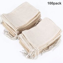 Pangda 100 Pieces Muslin Cotton Drawstring Bags 4 x 6 Inches