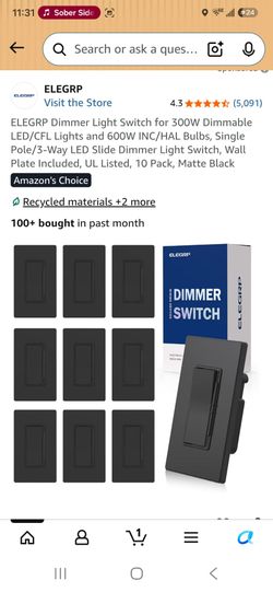 Brand New In Box 10 Pack Dimmer Light Switch for 300W Dimmable LED/CFL Lights