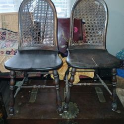Antique Sikes Buffalo Branch Cane Back Chairs 