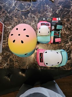 Safety Helmet And Pads. .knee, Elbow And Hands...8+