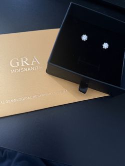GRA 6.5 mm Moissanite 1.0 ct 925 Sterling Silver Stud Earrings