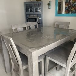 6 Chair Bar Height Gray Sturdy Dining Set 