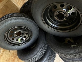 Fresh 205/75R15 ST Tires with Steel Trailer Rims