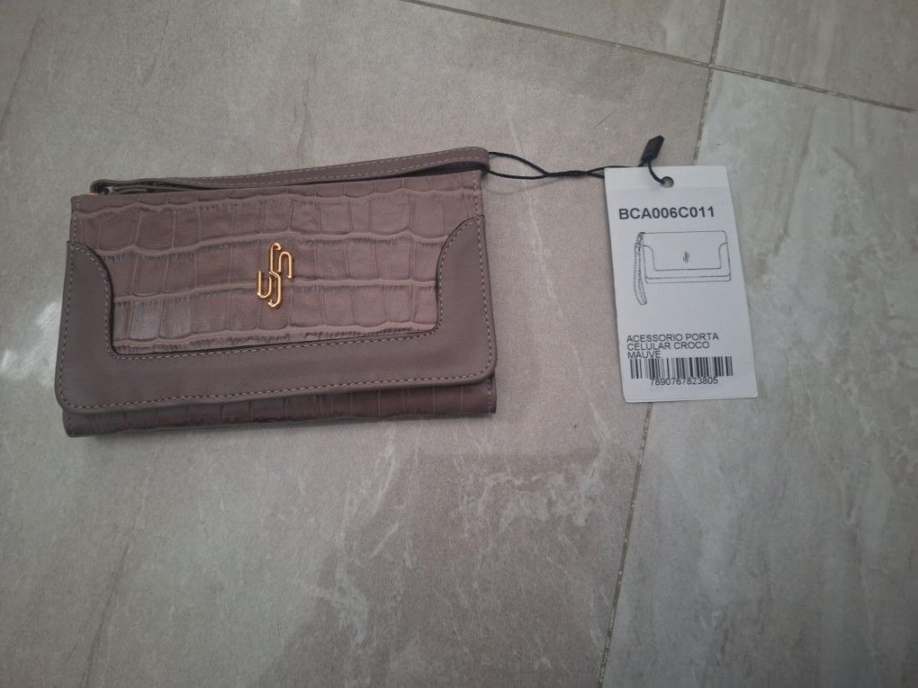 Usaflex Mauve Croco Cell Phone Wristlet Wallet – Elegant Faux Crocodile Leather