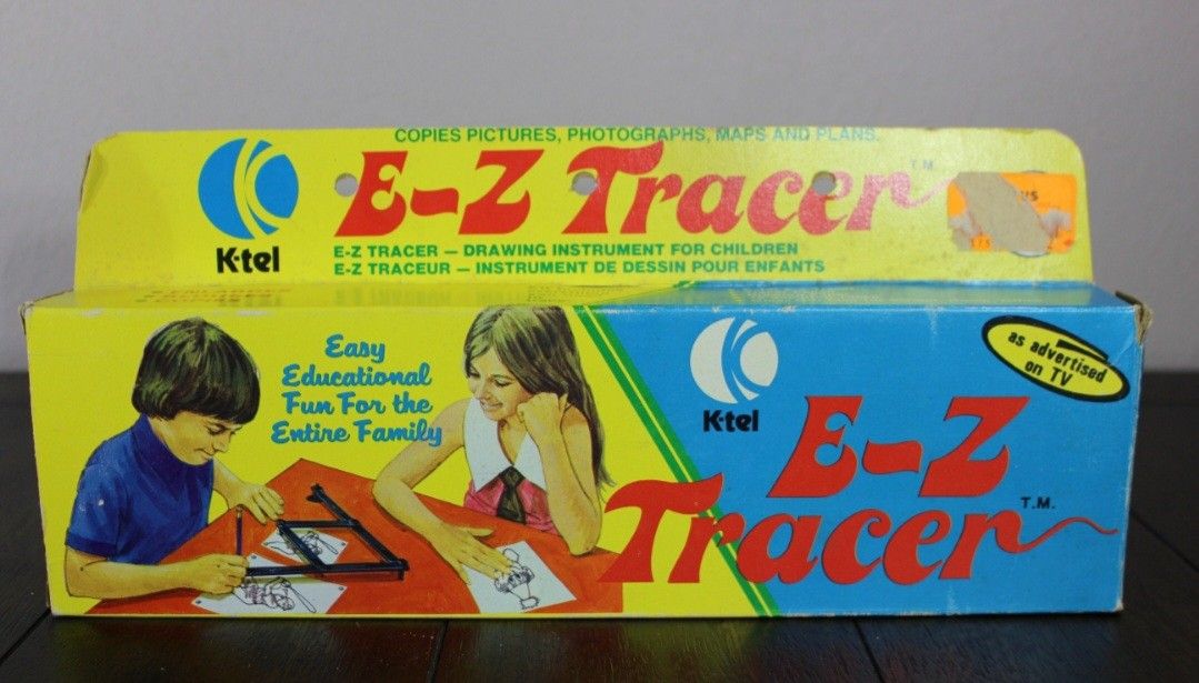 Drawing Toy E Z Tracer by Ktel 1974 Tracing Tool Original Box Paper Vintage