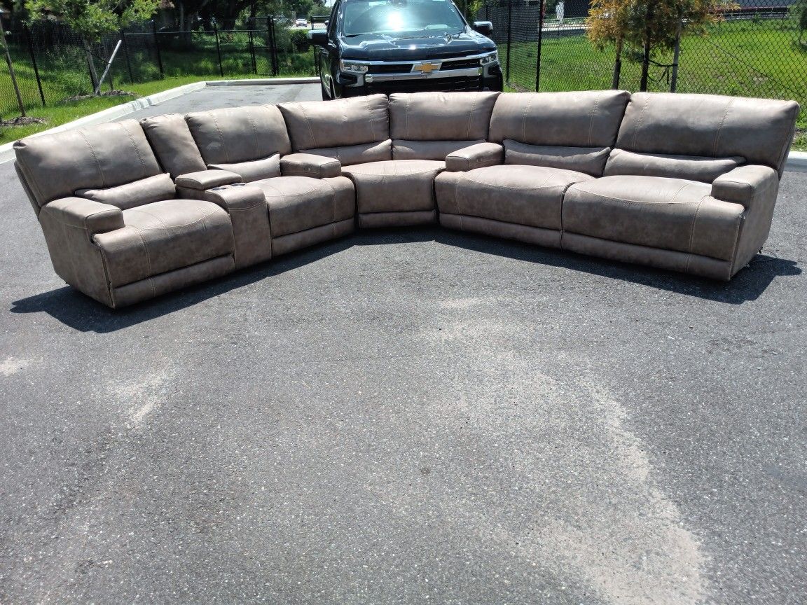 Beige Family Size Reclining Sectional