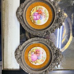 Pair of Fragonard Porcelain Medallion Wall Plaques