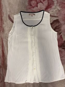 Banana Republic White Sleeveless Blouse with Black Trim - Size S