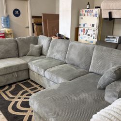 New Sleeper Sectional Couch With Storage And USB / Free Delivery 