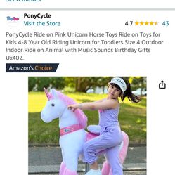 PonyCycle Ride on Pink Unicorn Horse Toys Ride on Toys for Kids