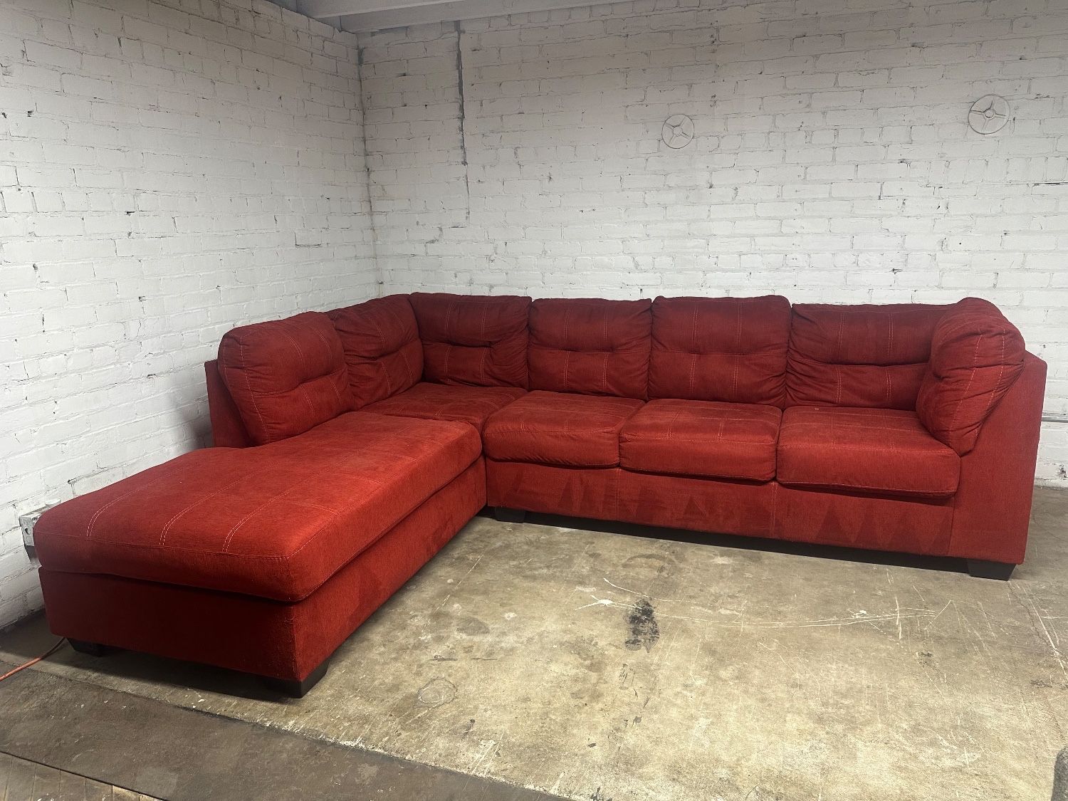 Free Delivery Ashley red 2pc sectional couch sofa