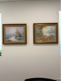 2 Peaceful Landscape Paintings 22x25