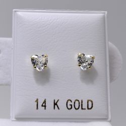 14 Gold Heart Screw Back Stud Earrings 