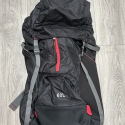 Black 60L Hiking Backpack Camping Outdoors Adventure Bag Adjustable Straps