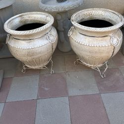 New Flower Pots Made Out Of Clay And Iron 