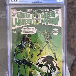 Green Lantern #76 (1970) CGC 7.0 — O/w To White Pages; Green Arrow Team-Ups Begin 