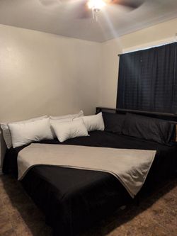 Cal king bed and mattess