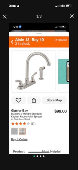 GLACIER BAY STAINLESS KITCHEN FAUCET W SPRAYER NEW