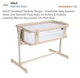 HALO® BassiNest® Bedside Sleeper – Breathable Baby Bassinet Slides Over Bed with Mesh Walls for Airflow & Visibility, Lowering Wall for Easy Access, F