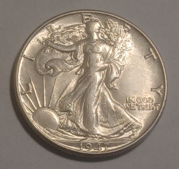 1947-P Walking Liberty Half Dollar, Great Strike,  Luster.