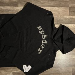 Sp5der VVS Rhinestone Black Hoodie Size Small