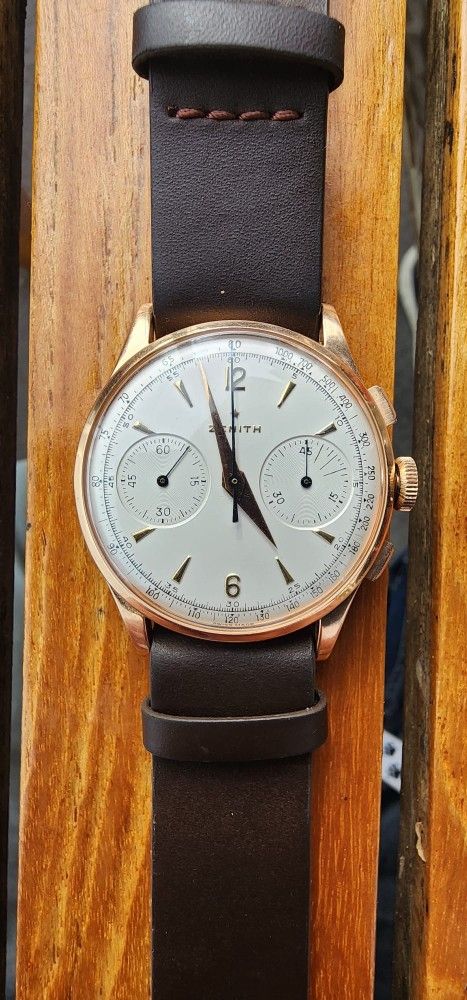 1950's Zenith Stellina Chronograph Ref. 19518 in 18k Pink Gold