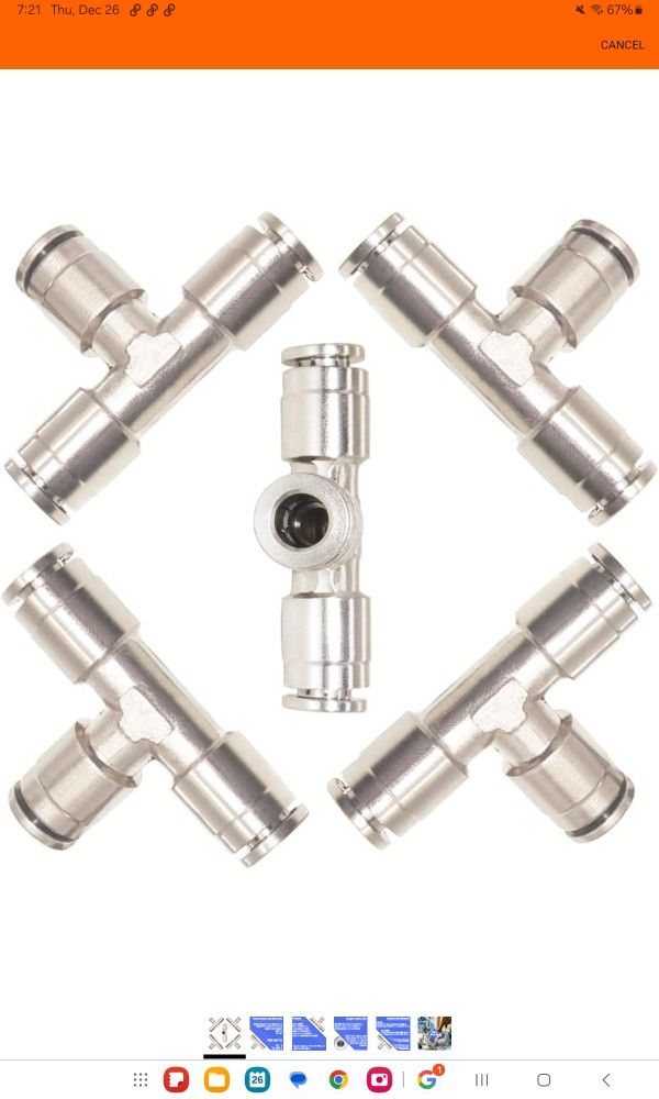 5 Pcs 3/8 To 3/8 Inch Pneumatic Push To Connect Fitting (33)