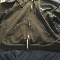 all black alo hoodie full zip