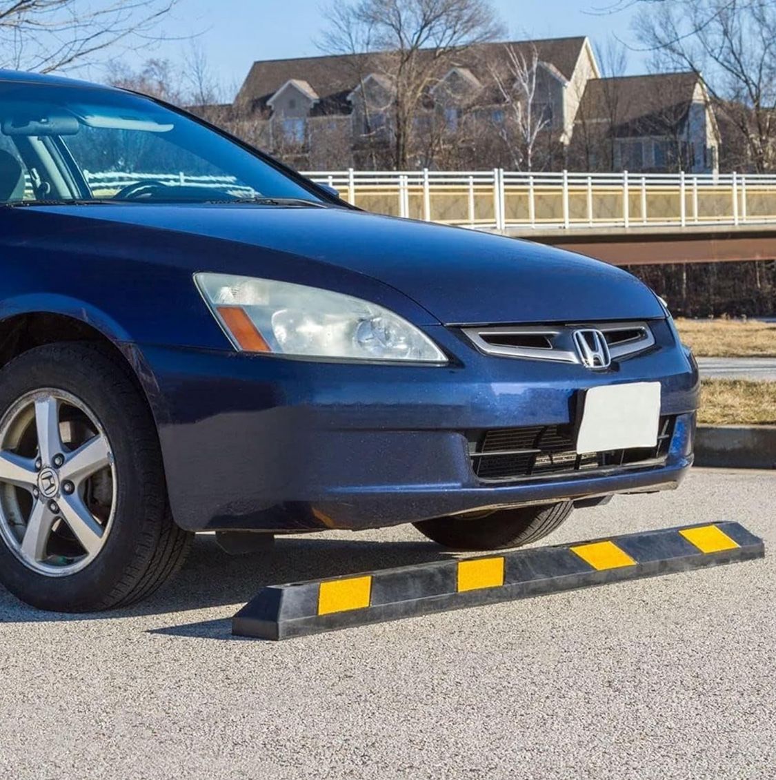 6' Rubber Parking Curb Stopwith Mounting Holes Hi-Vis Yellow UV-Resistant for Parking Lots