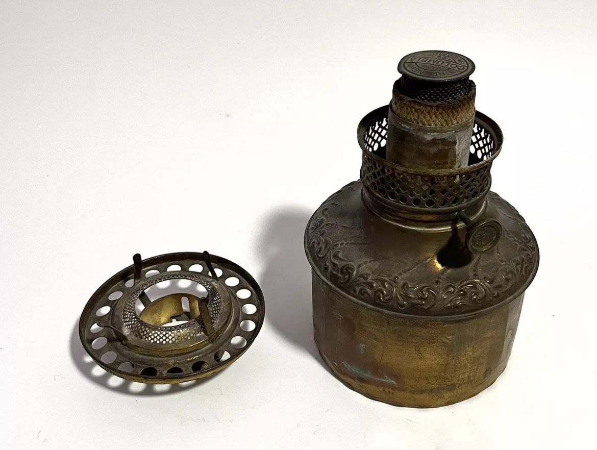 Vintage The New Columbia Antique Kerosene Lamp