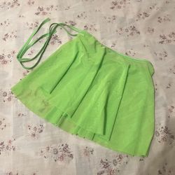Green Mesh High Waist Cover-up Skirt for Music Festival Rave
