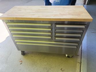 Trinity 10-Drawer Stainless Steel Rolling Tool Chest / Workbench – Like New
