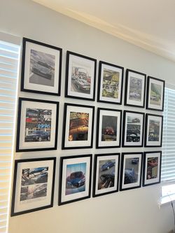 Framed Car Magazine Pages from 1980 to 2024