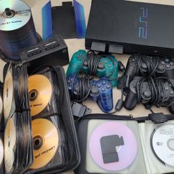 Original PLAYSTATION 2 PS2 With Controllers, Swap Magic & Games