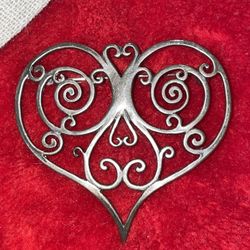 Sterling H&H Cutout Swirl Heart brooch