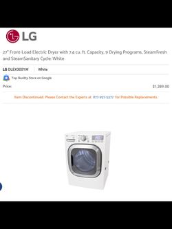 27" Front-Load Electric Dryer with 7.4 cu. ft. Capacity, 9 Drying Programs, SteamFresh and SteamSanitary Cycle: White