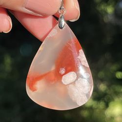 Sterling Silver Flower Agate Pendant 