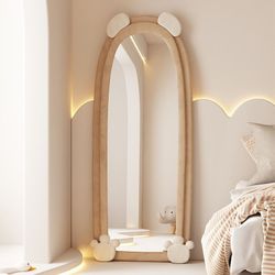 Arched Full Length Mirror, Floor Mirror with Stand, Wall Mirror Full Length, Standing Mirror Full Length, Wall-Mounted Mirror for Bedroom Living Room 