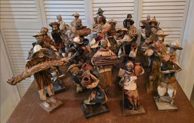 Vintage EB Xalisco Mexican Paper Mache Folk Art Figurines Viejitos - 25-Piece Market Scene Lot