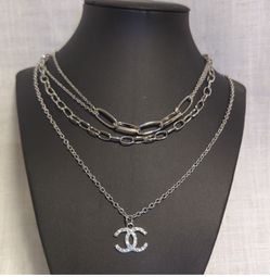 Silver Fashion channel Necklace 3 Piece Set BRAND NEW