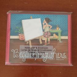 BRAND NEW IN PACKAGE MARY & CO. BLANK INSIDE GLITTER STATEMENT NOTECARDS & ENVELOPES  SET - 6 CT